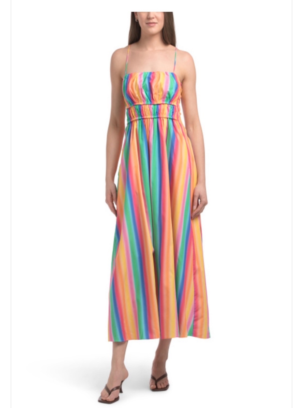 English Factory 🌈 Rainbow Stripe Maxi Dress in Multicolor Halter XS